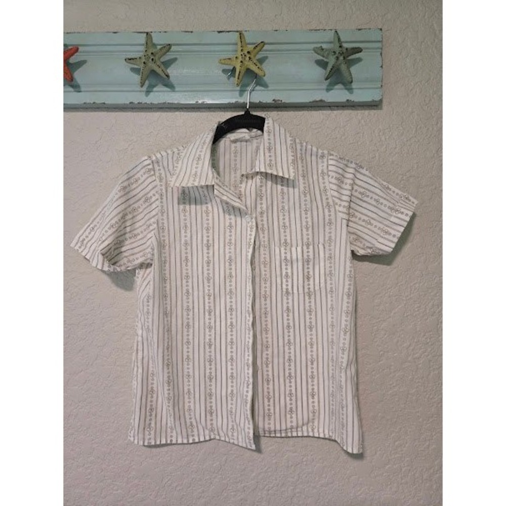 Vintage Official Girl Scouts Uniform Shirt Button Up Collared Top Girls Size 12